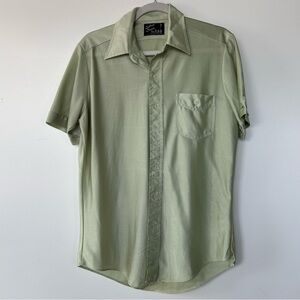 Vintage Sutton Place Nylon Shirt - 80s Light Green, Size Medium
